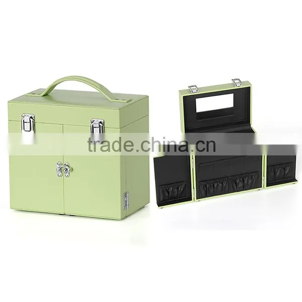 Wholesale Portable PVC Leather Empty Cosmetic Case Makeup Vanity Box With Mirror photo-3