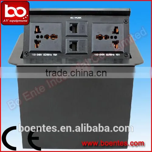 Aluminum Desktop Cable Cubby With Power Data Outlet for Conference Table photo-3