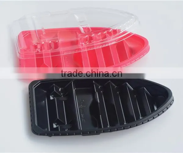 SM1-7101Black PS Boat Model Plastic Disposable Sushi Tray With Lid photo-3