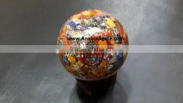 Mix Chakra Gemstone Orgone Ball : Wholesale Orgonite Ball : Orgone Spheres photo-2