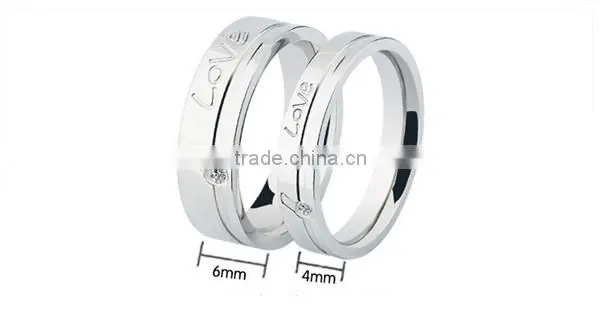 2016high Polished Crystal Engrave 316l Stainless Steel Wedding Band Ring for Lovers photo-6