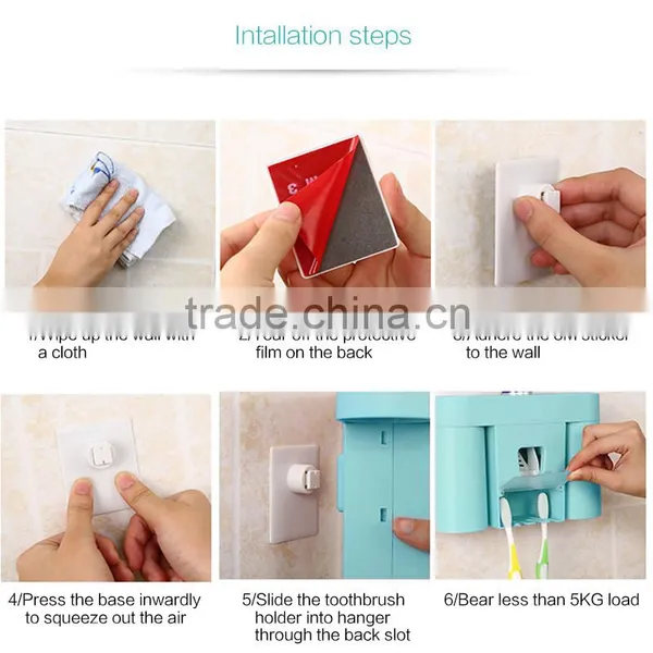 Plastic Material High Quality Automatic Toothpaste Dispenser Toothbrush Holder for Bathroom photo-6