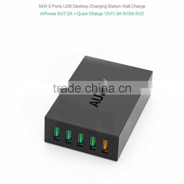 Aukey Quick Charge 2.0 54W 5 Ports USB Desktop Charging Station Wall Charger,EU Plug photo-5