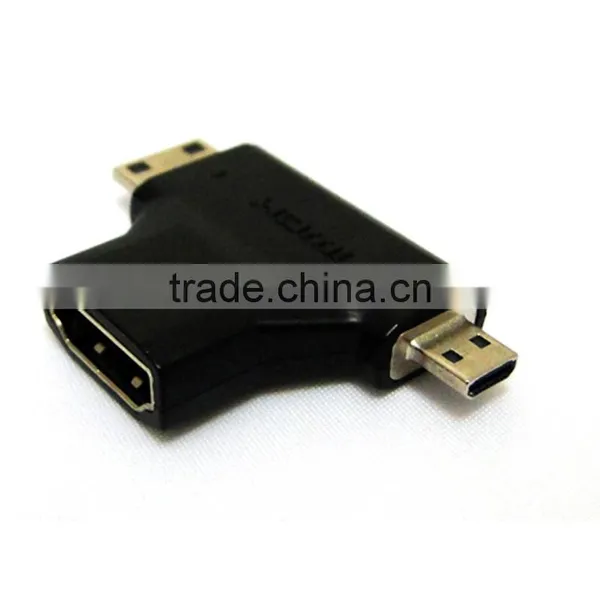3 in 1 Micro HDMI Male & Mini HDMI Male to HDMI 1.4 Female 90 Degree COMBO Adapter HDMI Male Connector photo-4
