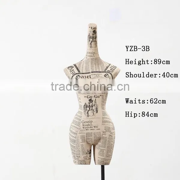 Fashion Printing Paper Dress Form Slender Neck Torso Female Mannequins