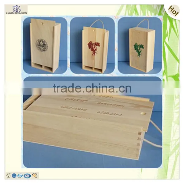 String Handle 2 Bottles Sliding Lid Wine Suitcase photo-6