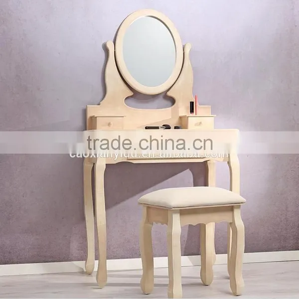 Bedroom Dressing Table With Stool and Mirror, Wooden Dresser, Make-up Set Bedroom Furniture photo-2