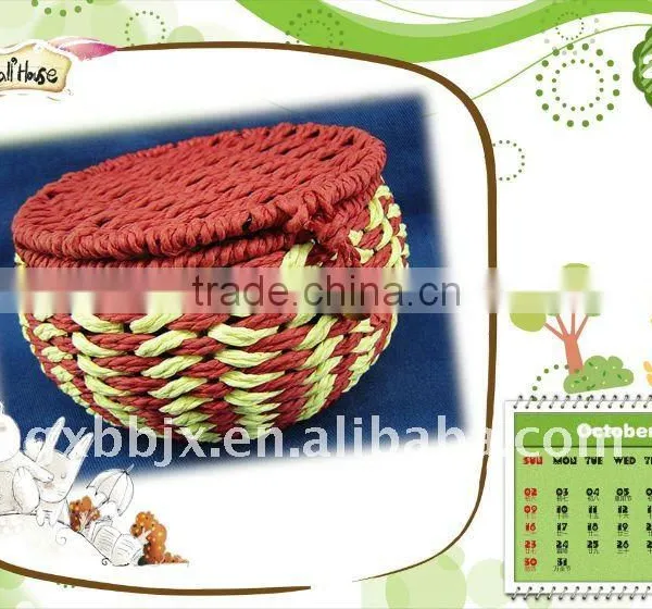 Red round paper rope woven iron frame craft food boxes