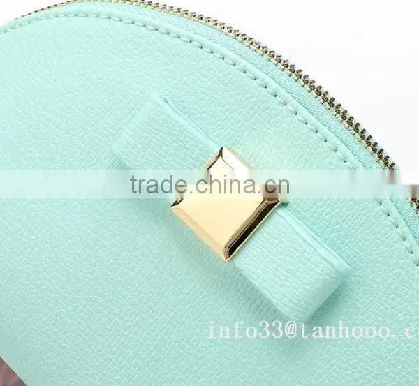 Cosmetic Bag Brass Zipper Top Good PU Leather Hard Cosmetic Bag With Lining photo-3