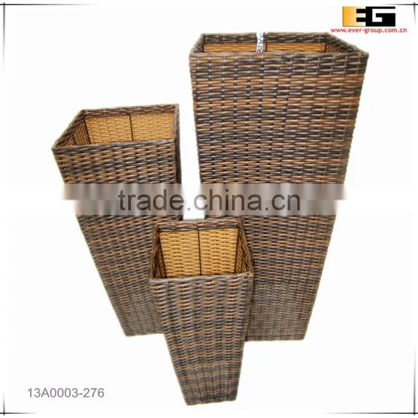 PE/Plastic Rattan Square With Liner Deco Flower Vase photo-2