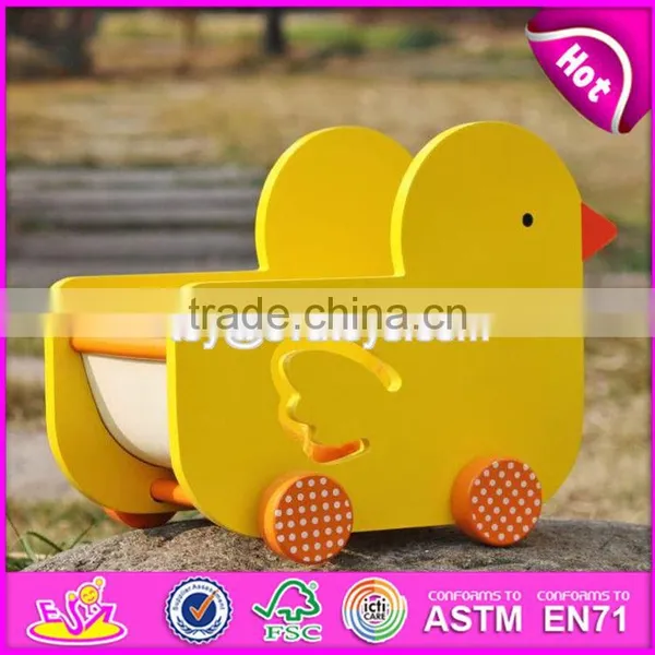 New Design Lovely Duck Shape Wooden Pull Car Toy for Toddlers W05B158 photo-4