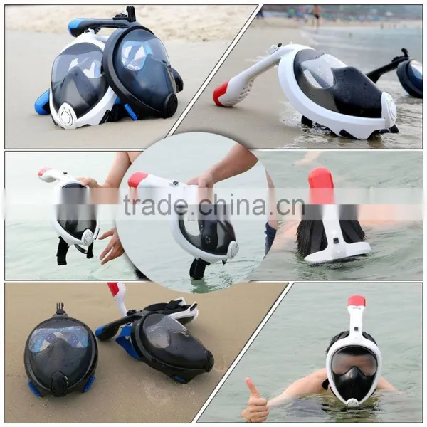 Snorkeling Full Face Diving Mask, 180 Degree View, Anti-Fogging and Anti-Leaking With Detachable Support Frame for Action Camera photo-3