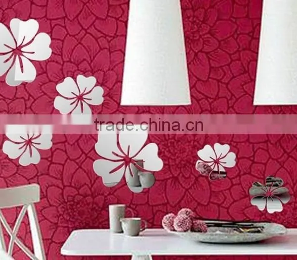 Latest Decorative Custom Wall Sticker , Sitting Room 3D Flower Mirror Wall Stickers photo-3