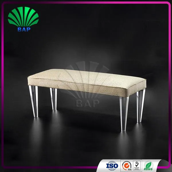 Salon Furniture Waiting Room Sofa Acrylic Piano Bench With Soft Cushion photo-3