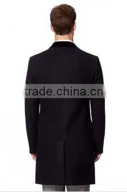 2014 Cheap Price High Fashion Classical Design Black Lapel Slim Fit Mens Cashmere Men Coat photo-3