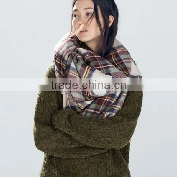 Bulk Wholesale New Early Spring Female and Male Scarf 5 Colors Printed Grid Fake Imated Cashmere Material Adult Cappa photo-3