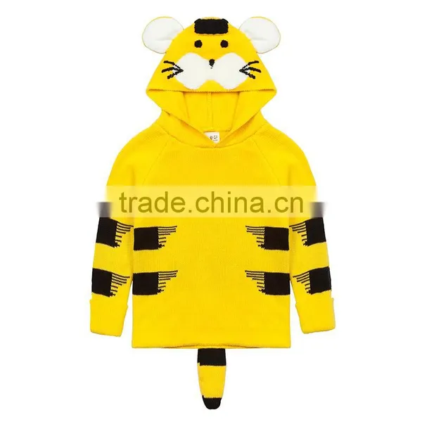 S17689A Autumn Baby Girl Cartoon Tiger Jacquard Cotton Sweater photo-4