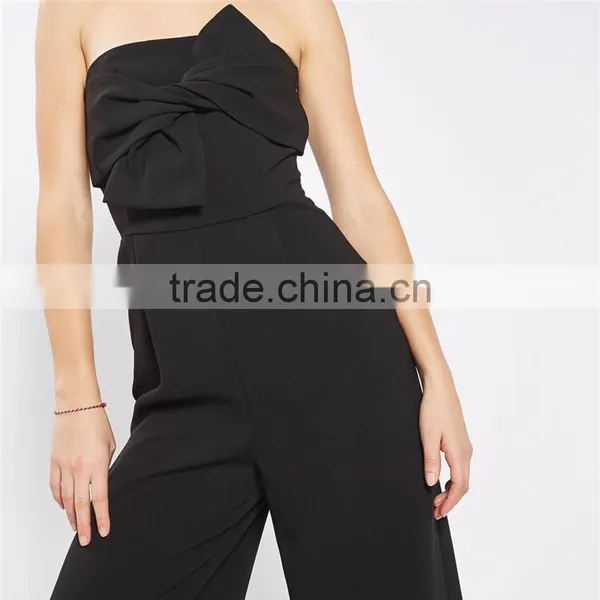 Dongguan Sexy Chic All Black Strapless Tie Bandeau Jumpsuit photo-2