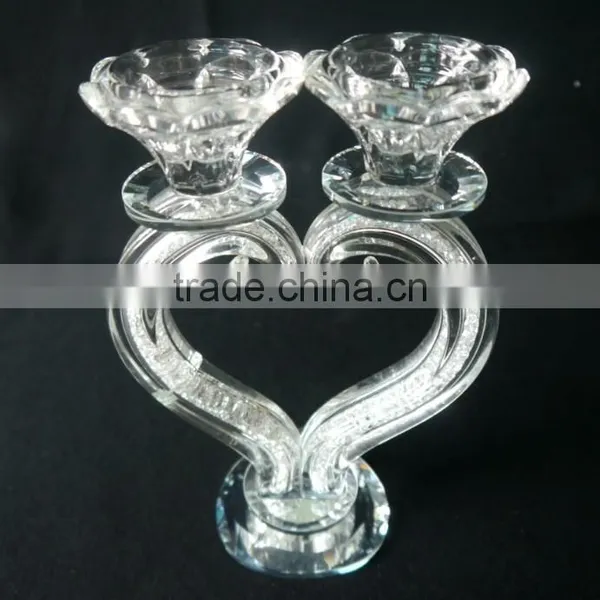Hot Sale !!! Unique Crystal Heart-shaped Candle Holder With Diamond for Wedding Table Decration JKC-000 photo-2