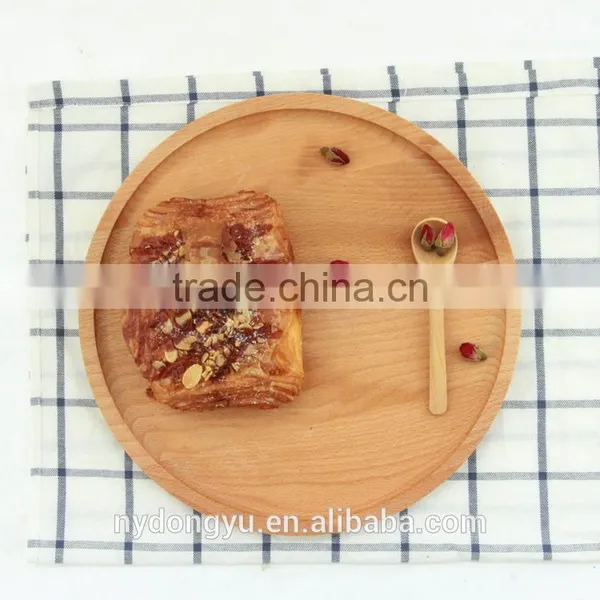 Round Beech Wood Bread Tray /varnish Free Breakfast Fruit Tray Coffee Holder Tray / Msh Dessert Cake Wooden Tray photo-3