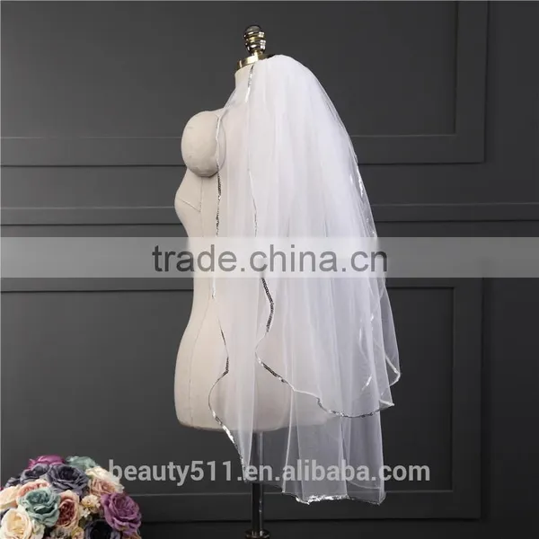 2017 Wholesale Bridal Veils Hot Sale Short Elegant Bridal Wedding Veils Fashionable Short Tulle Wedding Bridal Veils HL32 photo-4