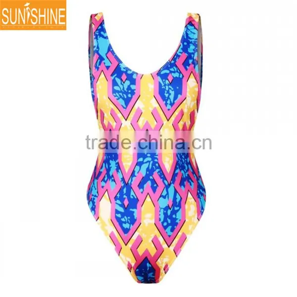 2016 Fashion Sexy Lady African Print High Cut Thong Bikini Swimwear photo-2