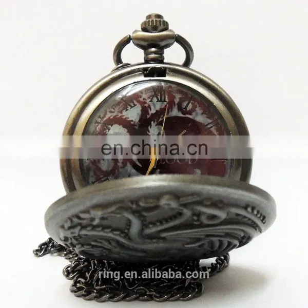 Game of Thrones House Targaryen A Song of Ice and Fire Quartz Pocket Watch Necklace photo-5
