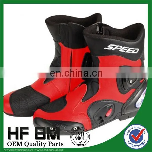 Good Price for Wholesale ! Mens Leather Motorcycle Racing Boots (Black,white,red) photo-6