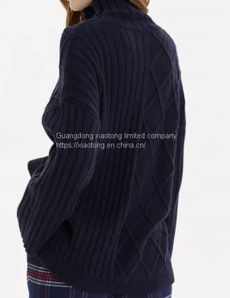 Fashion Women Clothing Winter Pullover Asymmetrical Knit Turndown Sweaters photo-2