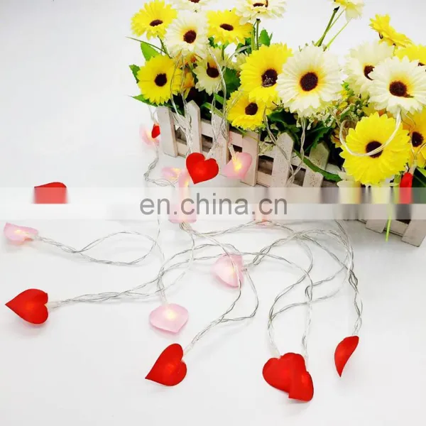 Romantic Bedroom Wedding Party Decoration 20 LEDS Cloth Heart Shape Mini Fairy String Light photo-2