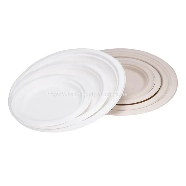 Eco Friendly Disposable Dishes-sugarcane Plates White Round Bleached 22 Cm-ecological Disposable Dishes Plates for Parties Disposable Plates Dishes photo-2