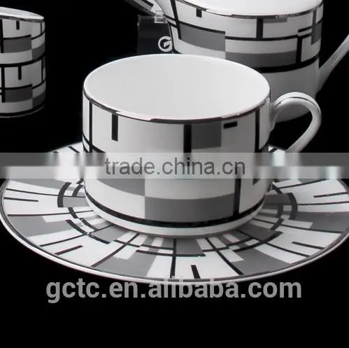 Bone China 15pcs Tea Set With Geometric Figure photo-5