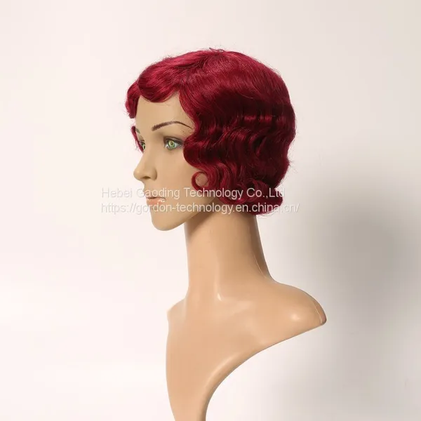 Qualified Red Wine Color Short Human Hair Wig Direct Factory photo-2