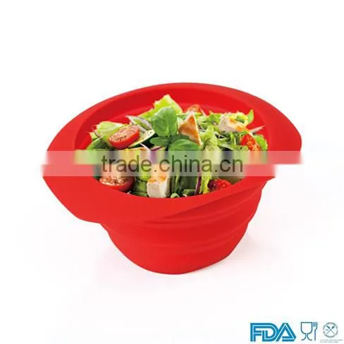 FDA Food Grade Colored Collapsible Silicone Bowl Siliocne Salad Bowl photo-3