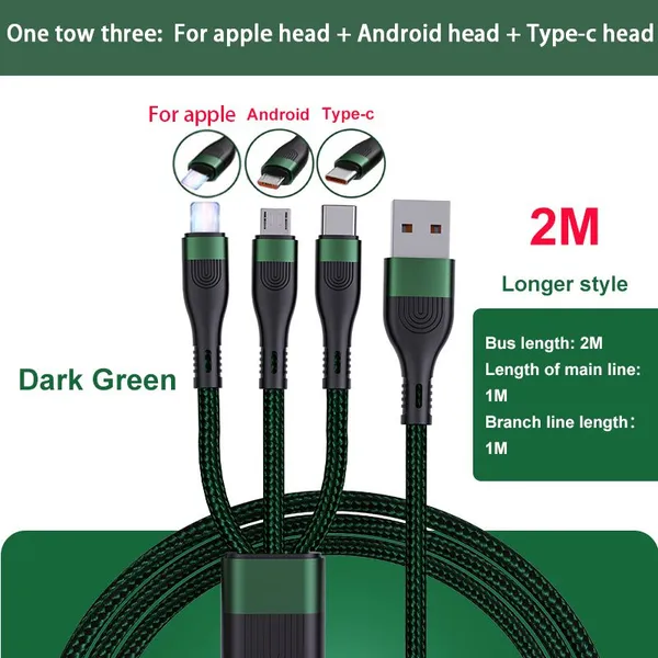 High Quality 3 in 1 Usb Cable in Super Fast Charger Cable 160 Thick Copper Wire Over 5A Data Cable for Mobile Phone photo-5