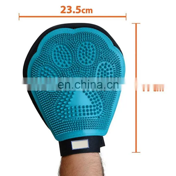 Superior Pet Cleaning Products Blue Pink Silicone Pet Bath Hair Grooming Glove photo-4