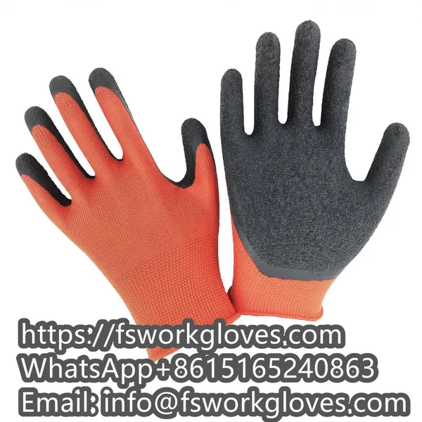 13Gauge Polyester Liner Crinkle Latex Coated Gloves Slip Resistant Gloves Slip Proof Gloves Anti Slip Gloves photo-5