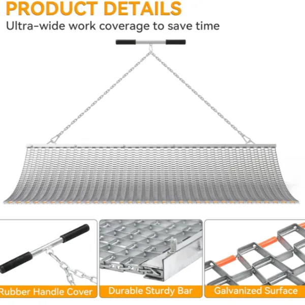 Heavy-Duty 4ftx5ft Drag Mat Factory With Chain Galvanized Steel Drag Mat for Tractor Attachment photo-4