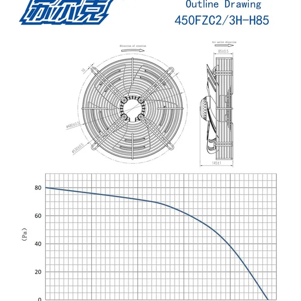 YWF 450mm Axial Airflow Fans Exhaust Fan Mesh External Rotor Motor Low Noise Axial Industrial Fan photo-3