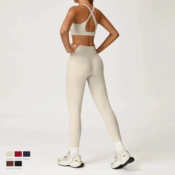 Casual Warm Fleece Lined Women Slim Fit Sports Set Breathable Yoga Top Quick-Drying Jacket High Waisted Leggings photo-4