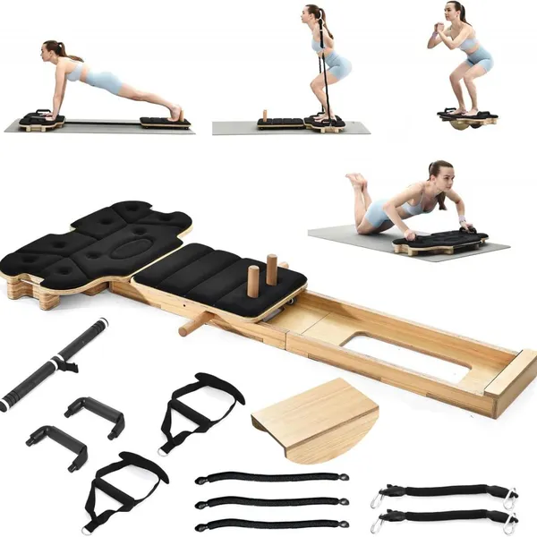 Home Using Foldable Convenient Pilates Reformer Exercise Equipment