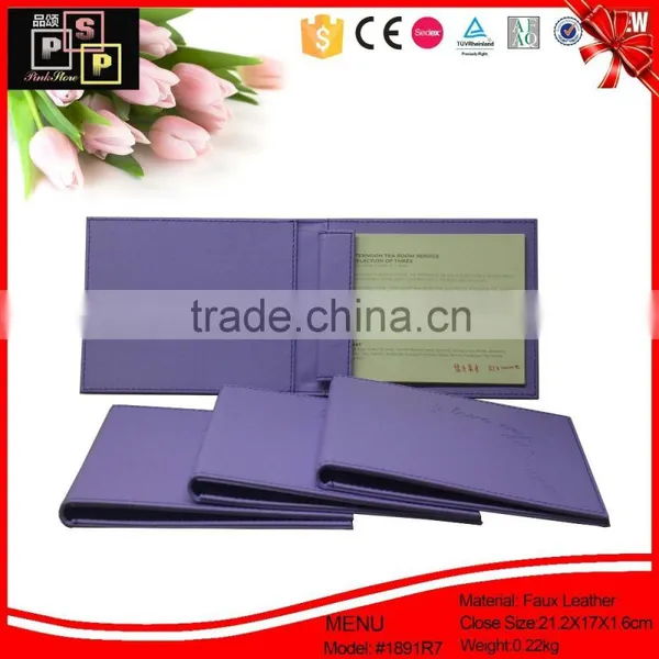 China Best Selling Custom Hotel Leather Waterproof Menu Book