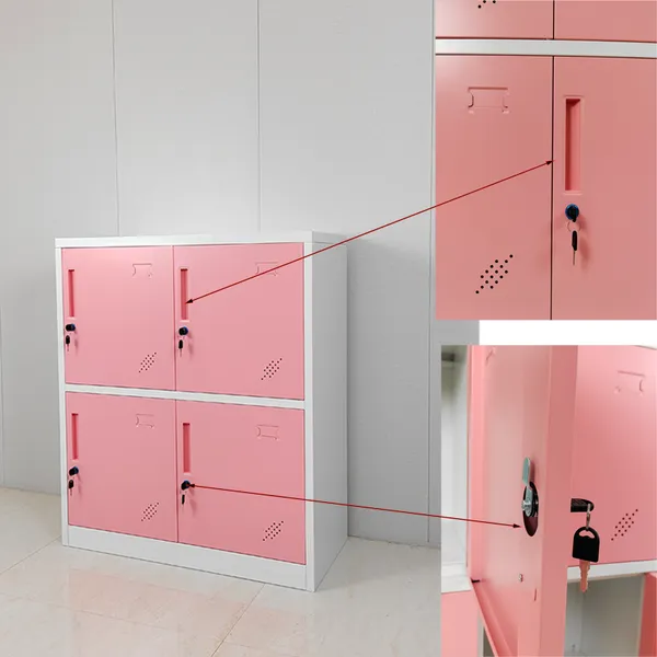 Pink Color Small 4 Doors Steel Locker School Kindergarten Metal Storage Cabinet Locker photo-3