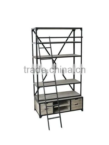 Antique Carved Bookcase With Cabinet Base Bookcase With Ladder Quality Choice photo-3