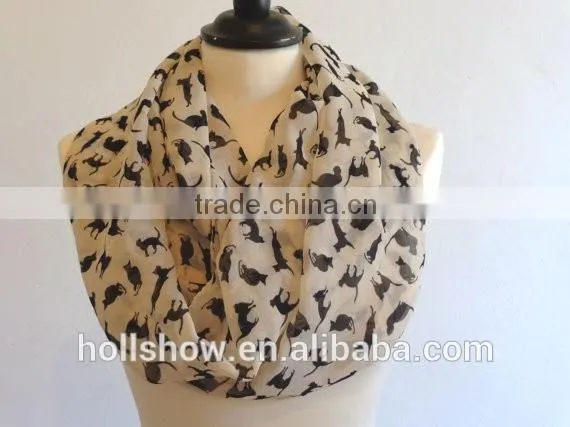 Hot Sale Cat Printed Infinity Women Fashion Chiffon Scarf photo-2