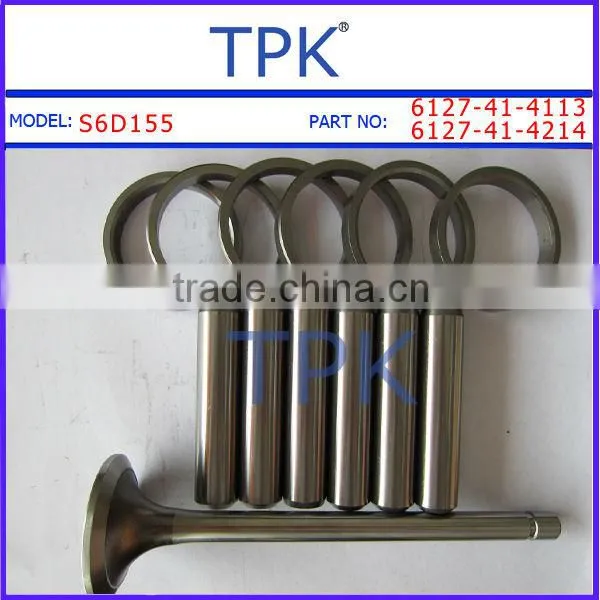 Engine valve for Komatsu S6D155, exhaust valve, outlet valve 6127-41-4214, inlet valve, insert valve, intake valve 6127-41-4214