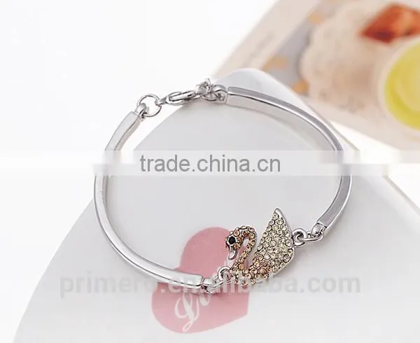 Fashion Women 18k Platinum Filled Clear Austrian Crystal Swan Bracelets Bangles Jewelry photo-5