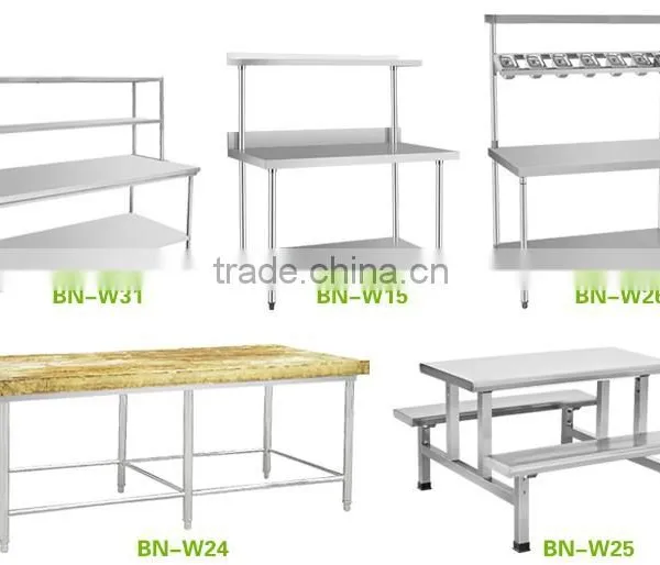 Restaurant Stainless Steel Kitchen Corner Work Table With Splashback And Under Shelf BN-W16 photo-2