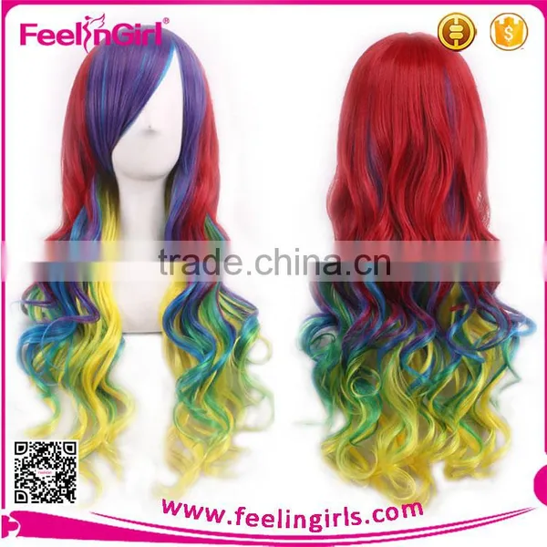 Oblique Bangs Very Long Straight Hair Cute Cosplay Wig photo-6