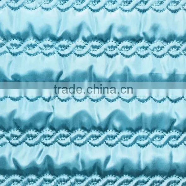 Polyester Stripe With Fashion Embroidered Padded Quilting Fabric